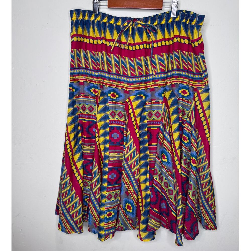 VTG Mix Nouveau Midi Skirt Aztec Print Boho Style Size: XL